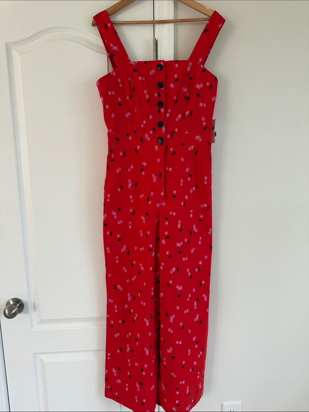 NWT Anthropologie Maeve The Colette Red Cherries Wide Leg Romper Sz 12 NEW